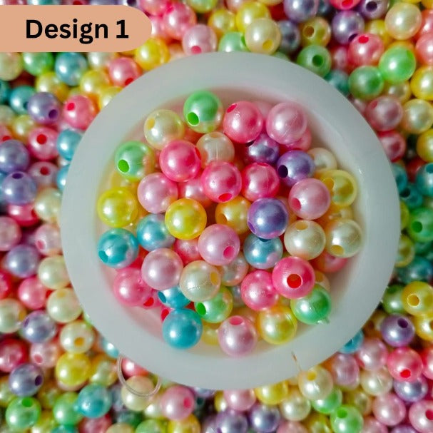 Multicolor Plastic Pearl Beads 8mm Design 1