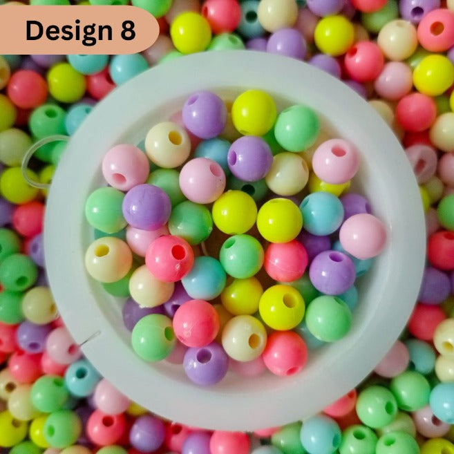 Multicolor Plastic Pearl Beads 8mm Design 8