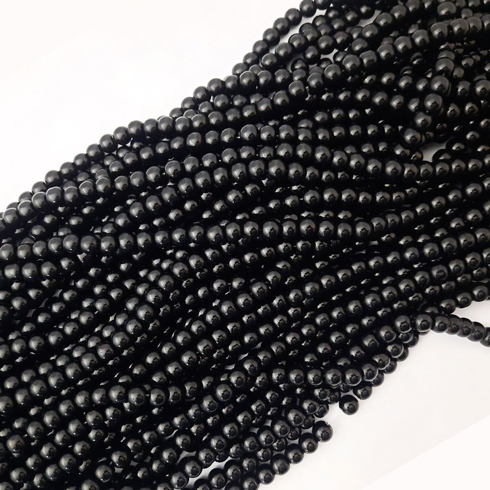 8mm Black Beads Glass Marble Shining Beads For Jewelry Making - Shine