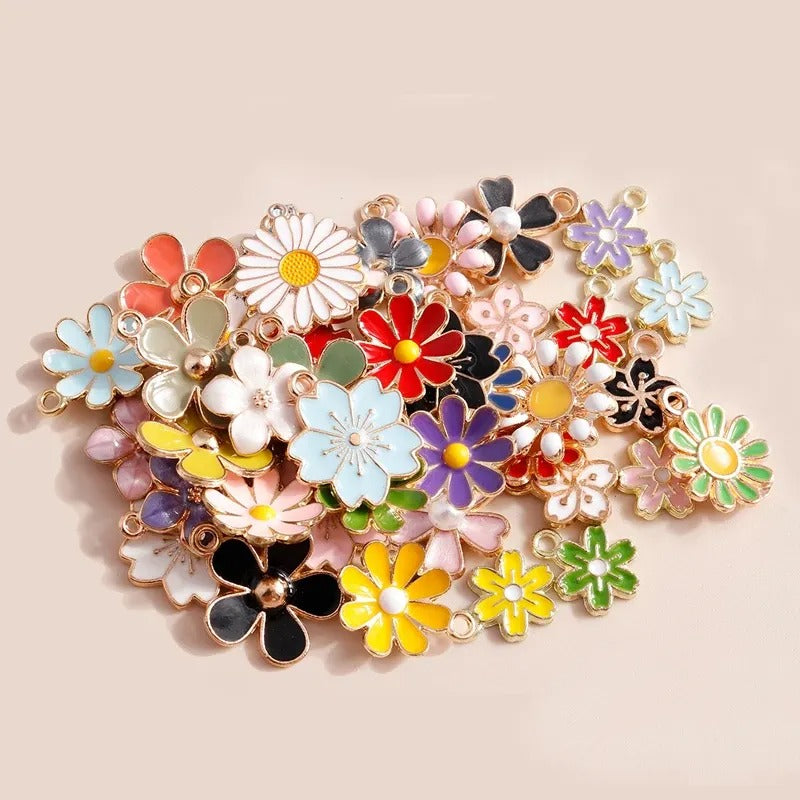 Mix Flowers Enamel Charms