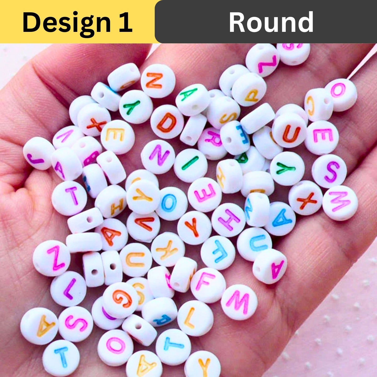 Multicolor Round Alphabet Letters Beads For Jewelry Making