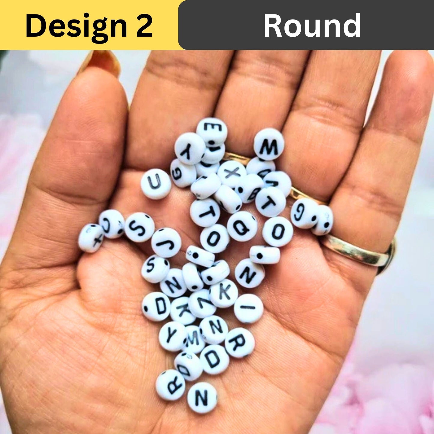 Black Round Alphabet Letters Beads For Jewelry Making