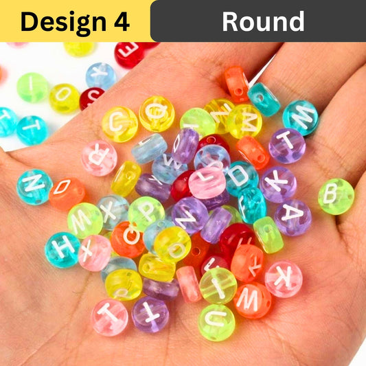 White Multicolor Crystal Round Alphabet Letters Beads For Jewelry Making