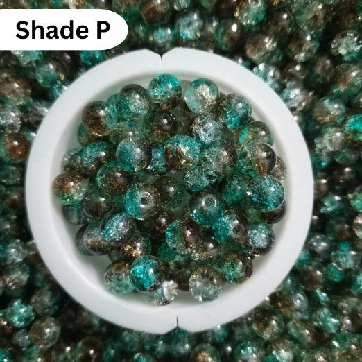 Shaded Crack Beads 8mm For Bracelet Making Glass Beads - Double Tone