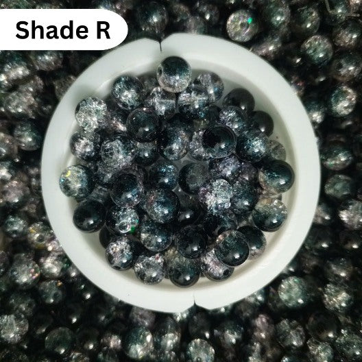 Shaded Crack Beads 8mm For Bracelet Making Glass Beads - Double Tone