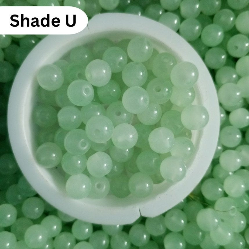 Simple Glass Beads 8mm For Bracelet Making - Single Color