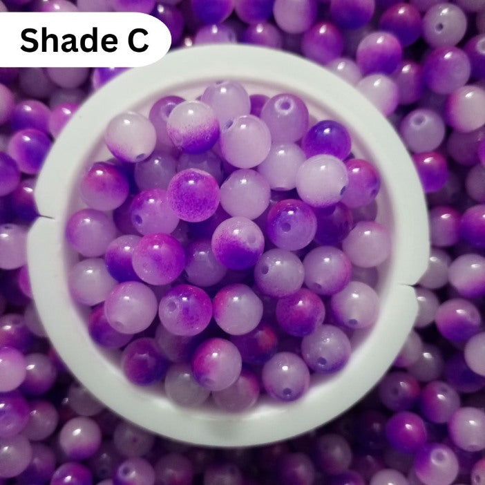 Simple Glass Shade Beads 8mm For Bracelet Making - Shaded