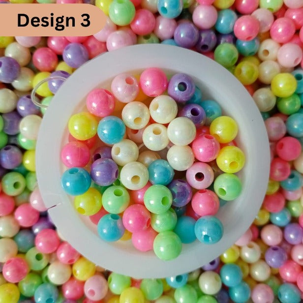 Multicolor Plastic Pearl Beads 8mm Design 3