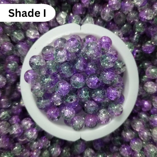 Shaded Crack Beads 8mm For Bracelet Making Glass Beads - Double Tone