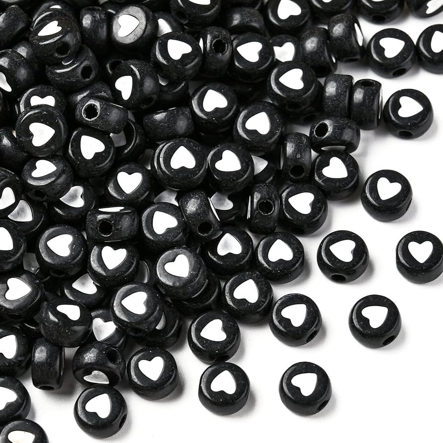 White Heart Black Beads Mini 0.6 mm For Jewlery Making