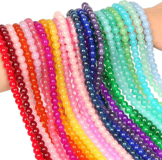 Simple Glass Beads 8mm For Bracelet Making - Single Color