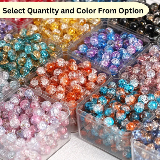 Shaded Crack Beads 8mm For Bracelet Making Glass Beads - Double Tone
