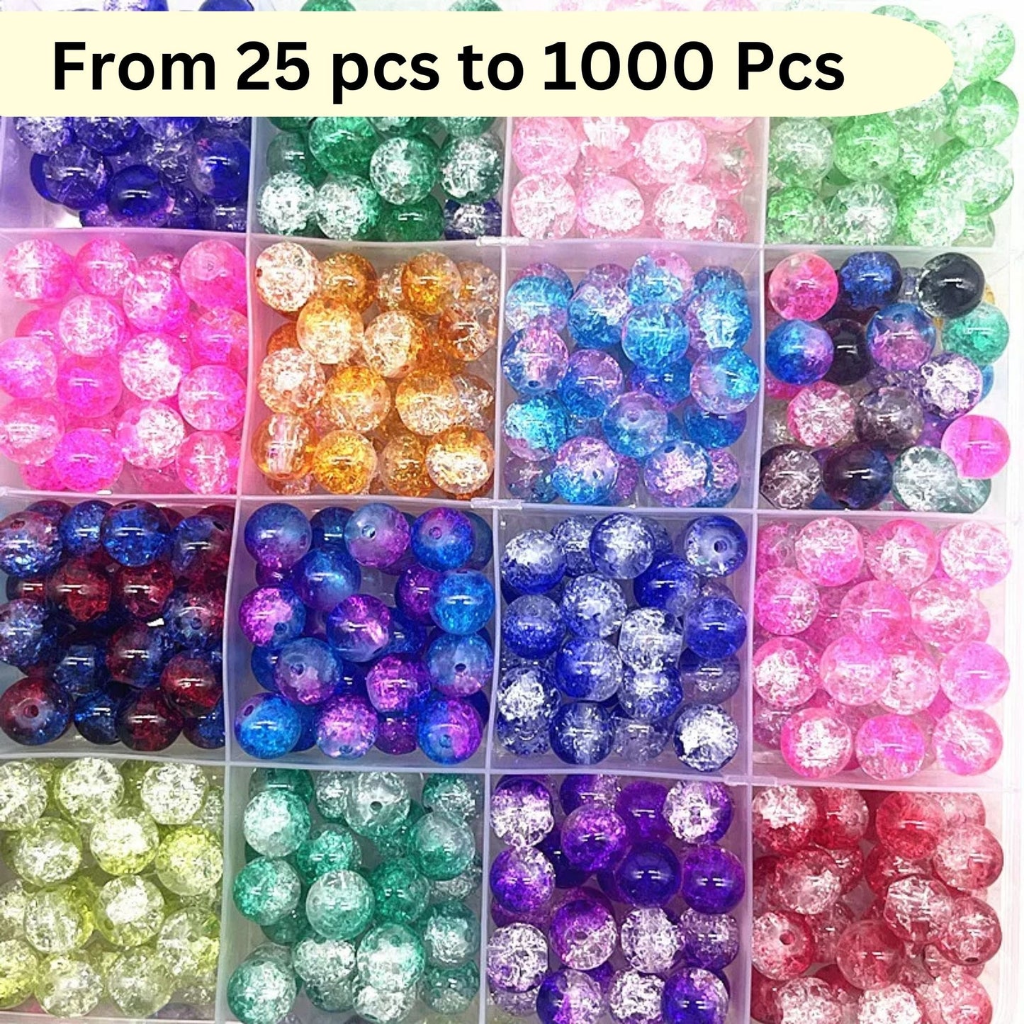 Shaded Crack Beads 8mm For Bracelet Making Glass Beads - Double Tone